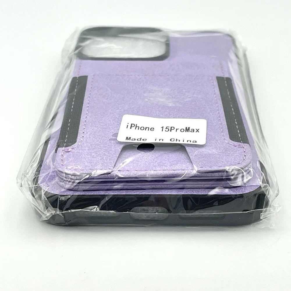 iPhone 15 Pro Max Purple Wallet Case Card‎ Holder Protective Cover New